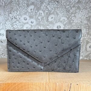 Gray Genuine Ostrich Leather Clutch/Handbag